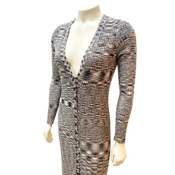 L’Agence Maci Button Duster Cardigan Dress Brown & Black Multi Small - Picture 3 of 13